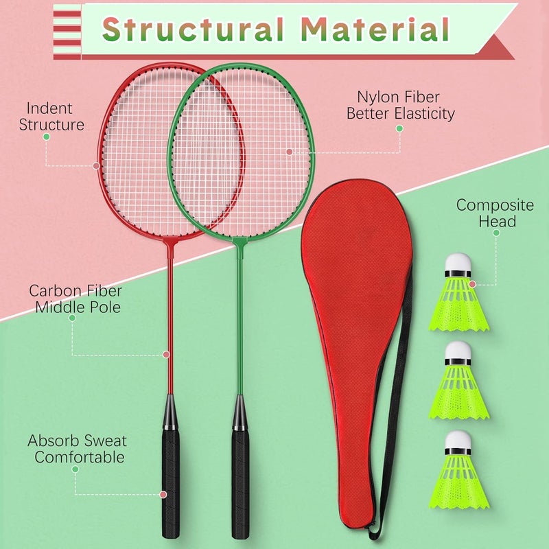Chitidr 12 Pack Badminton Rackets Set Including Badminton Racquets, Nylon Shuttlecocks and Carry Bag for Outdoor Backyard Games Beginners - Image 3